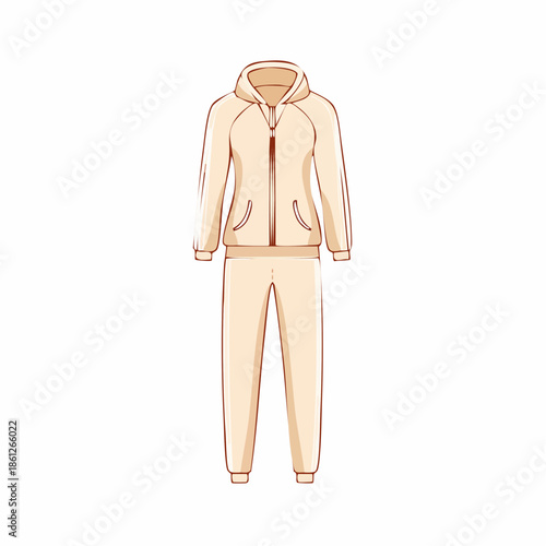 Beige Tracksuit Isolated, Sporty Style Apparel, Casual Fashion Garment, Athletic Warm Up Outfit