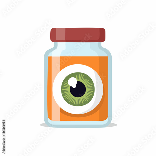 Jar of eyes, Halloween spooky treat, strange object in a bottle, vector spooky illustration