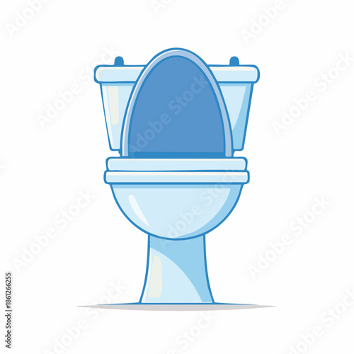 Modern Toilet Illustration, Flush Toilet Bowl with Raised Seat, Sanitary Plumbing Fixture, Restroom Appliance for Water Closet