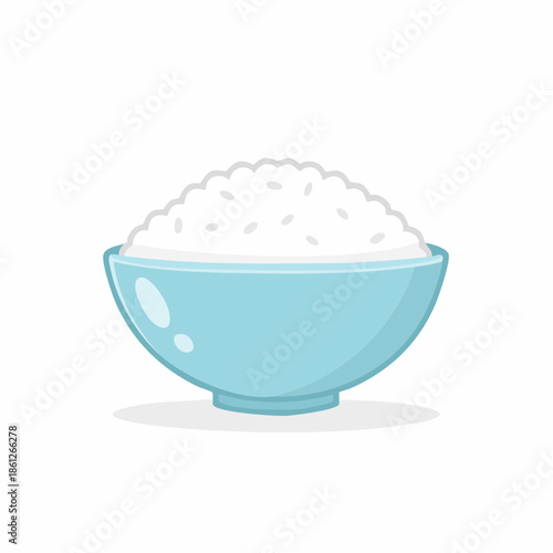 Bowl of White Rice Fluffy Grain Meal Single Serving Carbohydrate Staple Cuisine