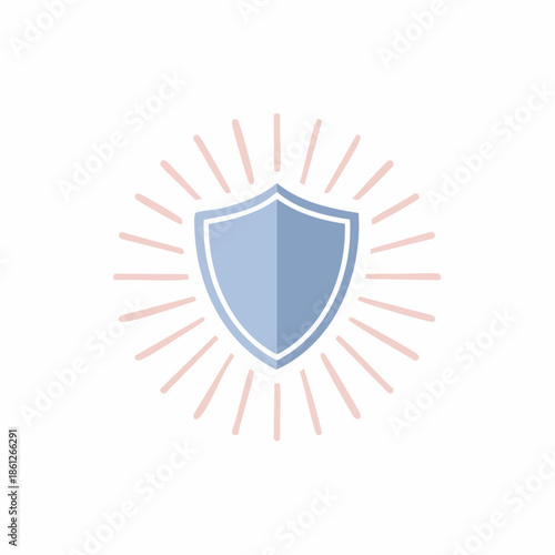 Protection shield concept radiates security, a symbol of defense and assurance with simple pastel graphic design style for graphic designer and illustration