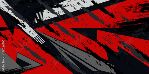 Abstract grey RED sports racing concept. Grunge banner background illustration