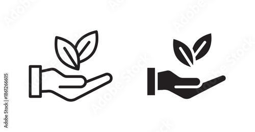 Eco-friendly icons, black line art and clipart vector logo