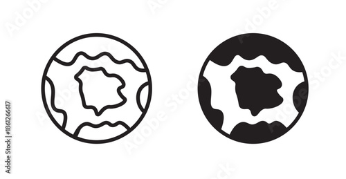 Earth icons, black line art and clipart vector logo