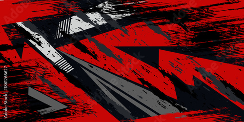 Abstract grey RED sports racing concept. Grunge banner background illustration