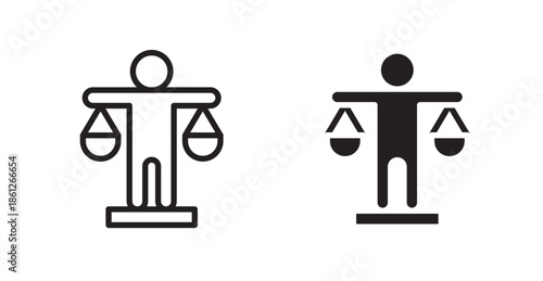 Ethics icons, black line art and clipart vector logo