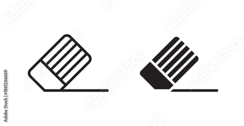 Eraser icons, black line art and clipart vector logo