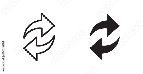 Exchange icons, black line art and clipart vector logo