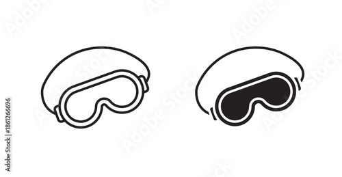 Eye mask icons, black line art and clipart vector logo
