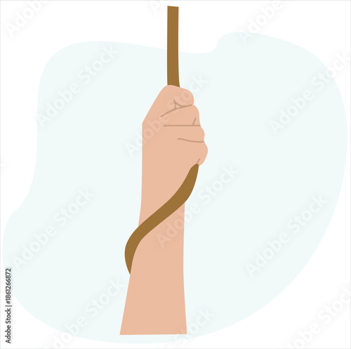 hand pulling rope. Human hands pulling the rope 