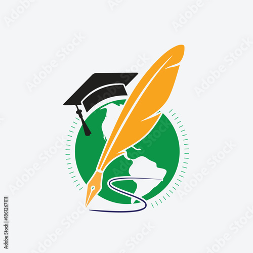 International Day of Education Commemoration Symbolic Emblem, Creative Banner Poster, Social Media Cover, and Profile Post Design Idea Concept. World Teacher's Day Logo, graduate class logo