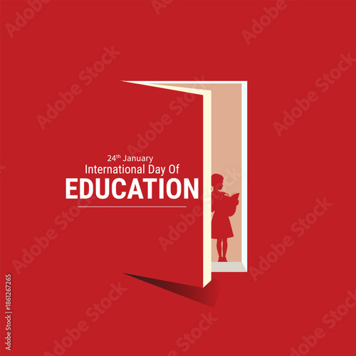 International Day of Education Opening Doors to Knowledge, Creative Banner Poster, Social Media Cover, and Profile Post Design Idea Concept. World Teacher's Day Logo, graduate class logo, Internationa