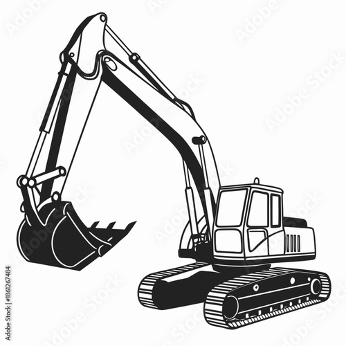 vector excavator on white background