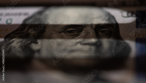 Photography A light and shadow portrait of Benjamin Franklin from the $100 bill