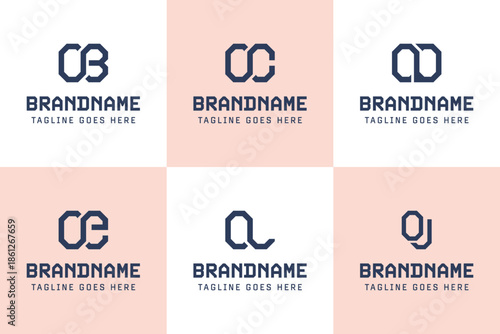 Letters OB OC OD OE OL OJ Monogram Logo Set, for BO CO DO EO LO JO initials