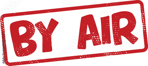 red by air stamp isolated on transparent background