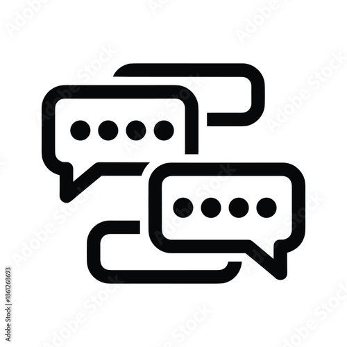 Black chat bubbles icon on white background