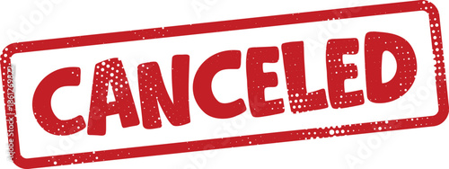 red canceled stamp on white background