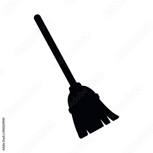 Broom silhouette vector flat illustration design.