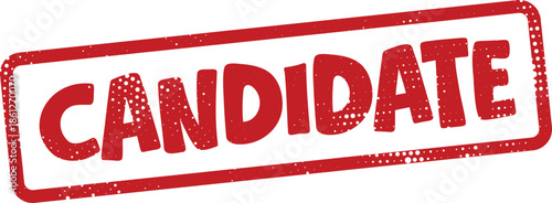 Red candidate stamp on white background