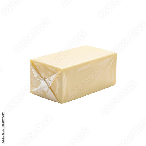 Block of butter in foil wrapper