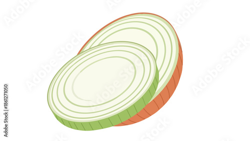 Vibrant cross-section illustration of fresh onion slices ready for culinary use for meal preparation
