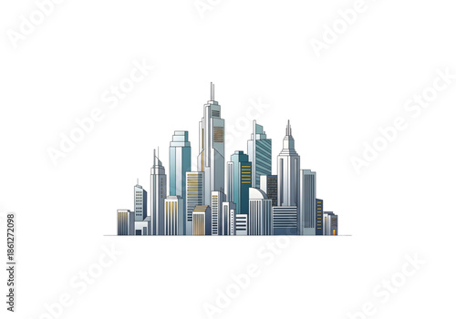 Modern Dubai city skyline with Burj Khalifa 3d model png on transparent background