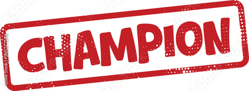 Red champion stamp with white background