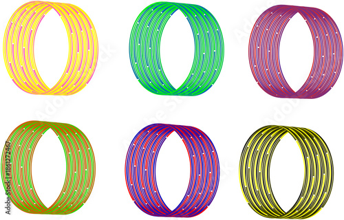 Colorful abstract 3D ribbons isolated on transparent background for modern design