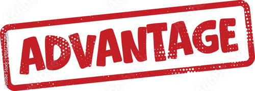 Red rubber stamp with advantage text