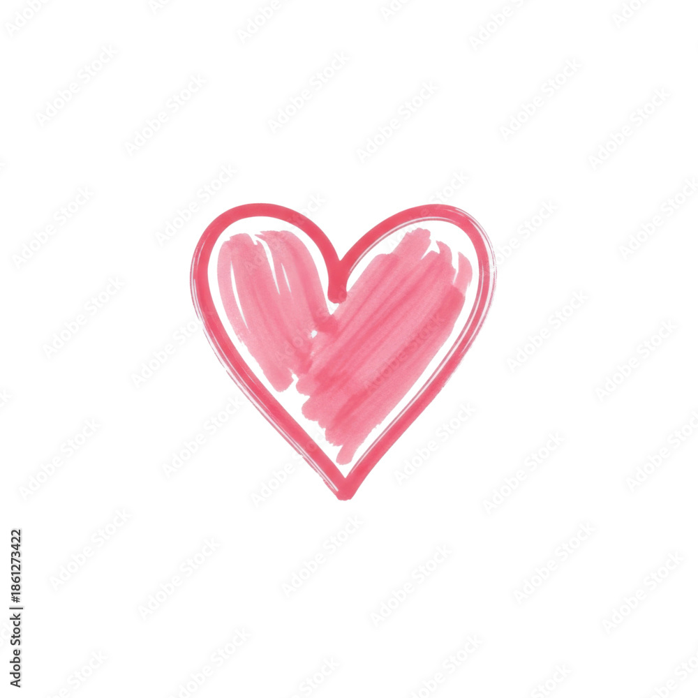 Fototapeta premium Hand-drawn pink heart isolated on transparent background
