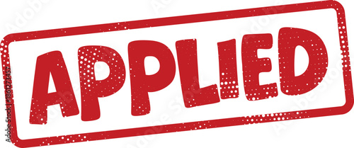 Red rubber stamp with applied text