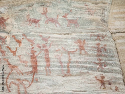 Cave painting on rock at the Xique Xique Geosite, in the Sertão do Seridó region - Carnaúba dos Dantas, Rio Grande do Norte
