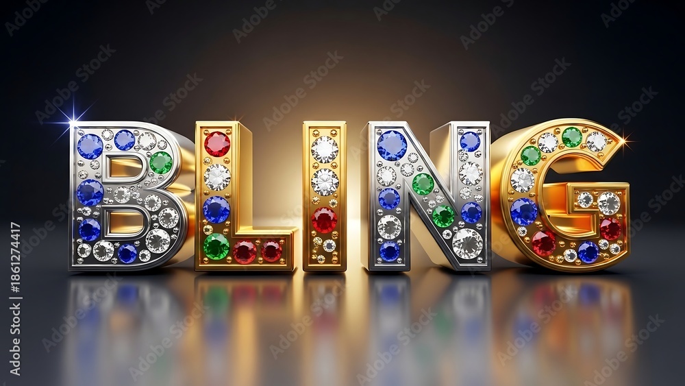 Fototapeta premium Shining jewels spelling out the word BLING.