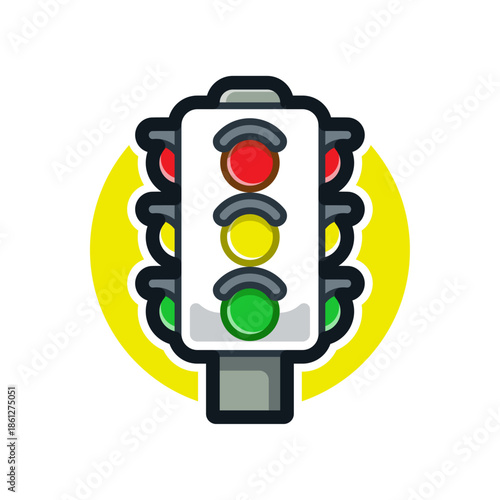 Red, Green, and Yellow Traffic Light Digital Illustration