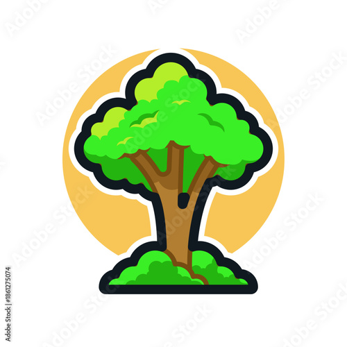 Cartoon Illustration of a Healthy Tree
