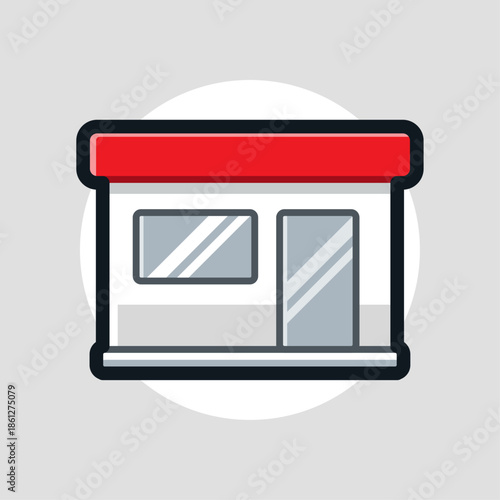 Cartoon Illustration of Market and Store