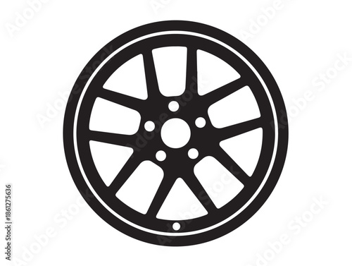  Forged Wheel icon in silhouette wgite background.