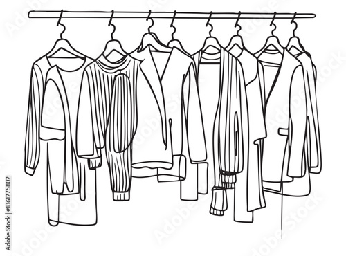 doodles sketch coats on hangers