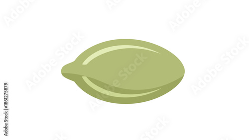 An isolated digital illustration of a fresh, organic, light green seed, depicting natural simplicity and vibrant healthy food component a singular