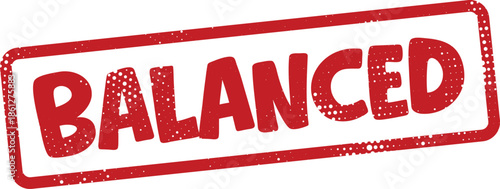 Red rubber stamp with balanced text