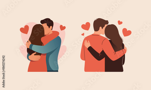 Romantic Couple Hugging Illustration