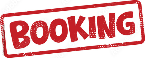 Red rubber stamp with booking text