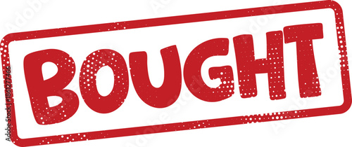 Red rubber stamp with bought text