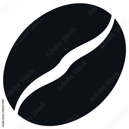 Bold black coffee bean icon illustrating cafe culture morning beverage and energy concepts