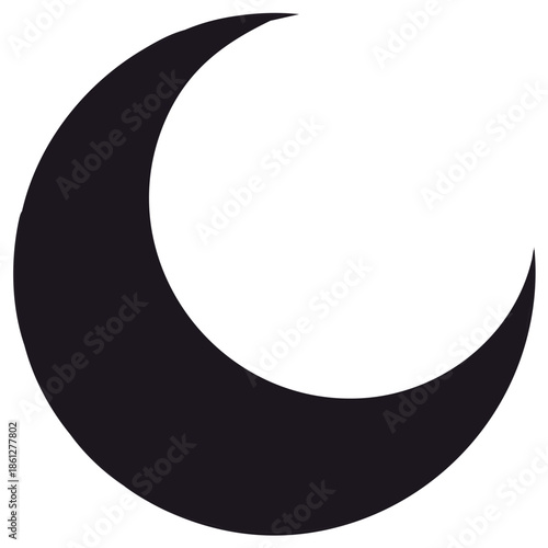 Black Crescent Moon Graphic Icon Celestial Symbol Vector Element