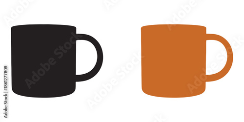 Black and Orange Coffee Mugs Side by Side