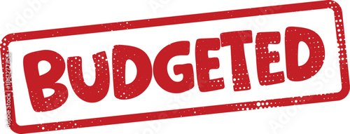 Red rubber stamp with budgeted text