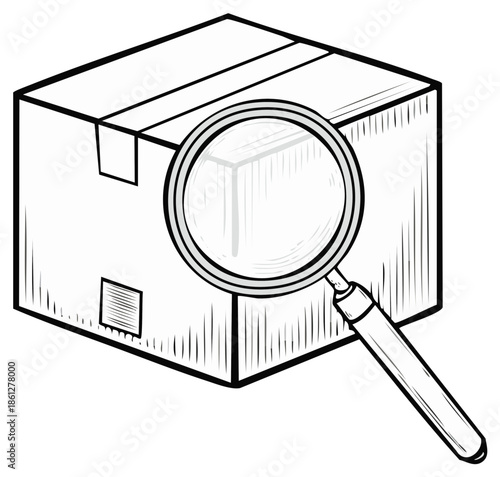 Cardboard Box Examined by Magnifying Glass