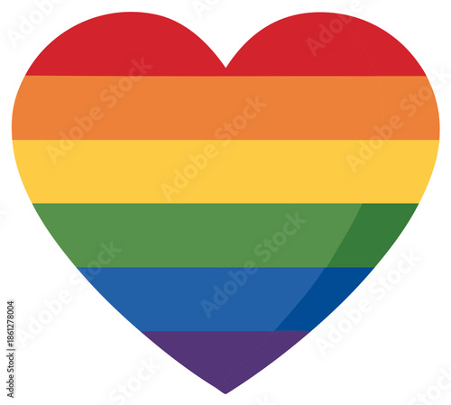 Rainbow Heart Shape with Six Stripes Celebrating Diversity and Love